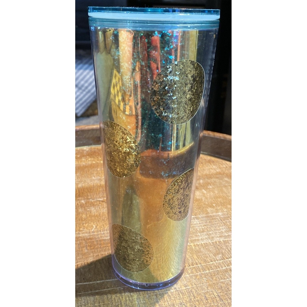 Starbucks Exclusive 2020 Gold Glitter Polka Dots 24 oz Cold Cup Tumbler